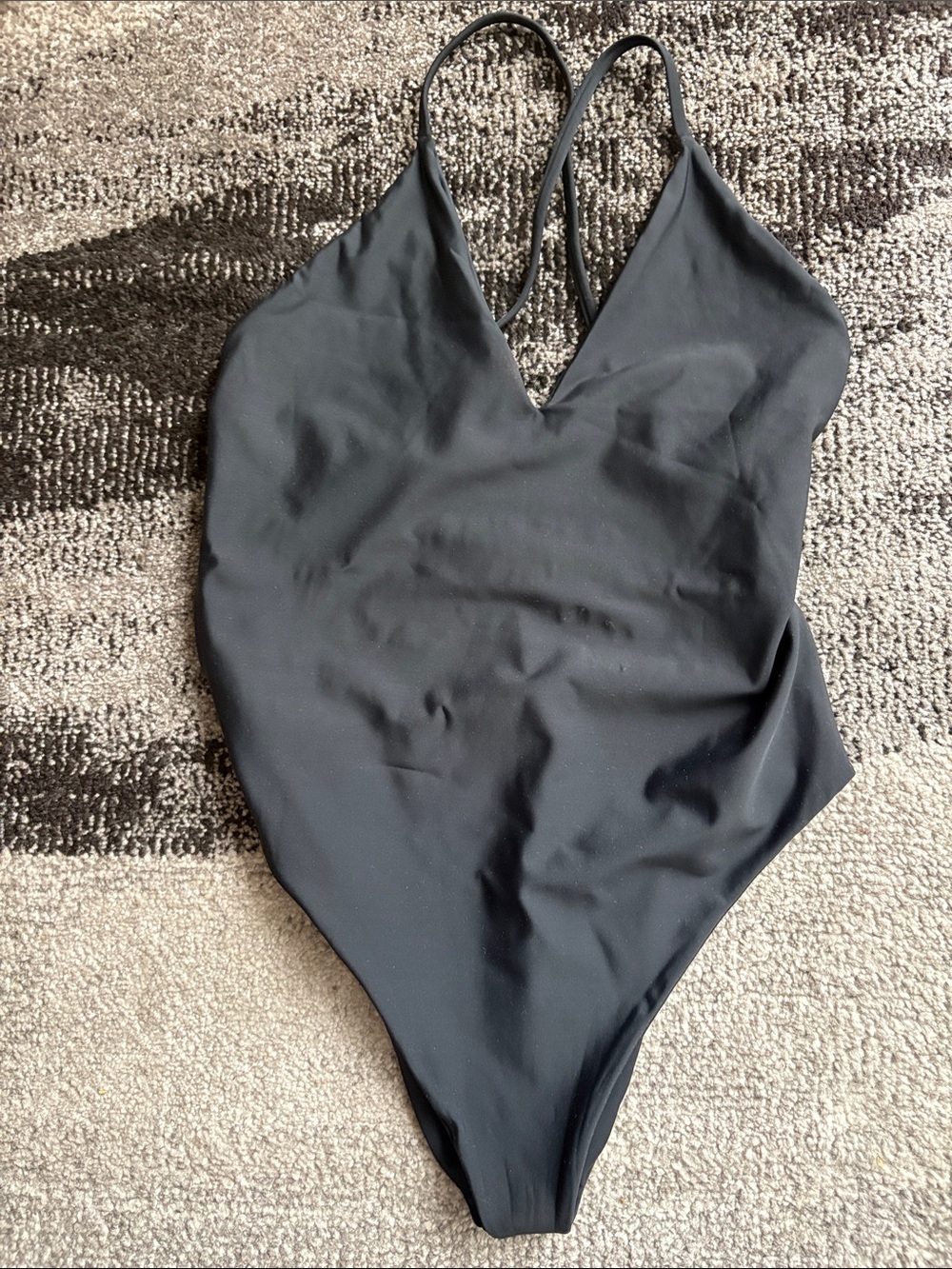 Black V-Neck One-Piece New Swimsuit Size M NWOT